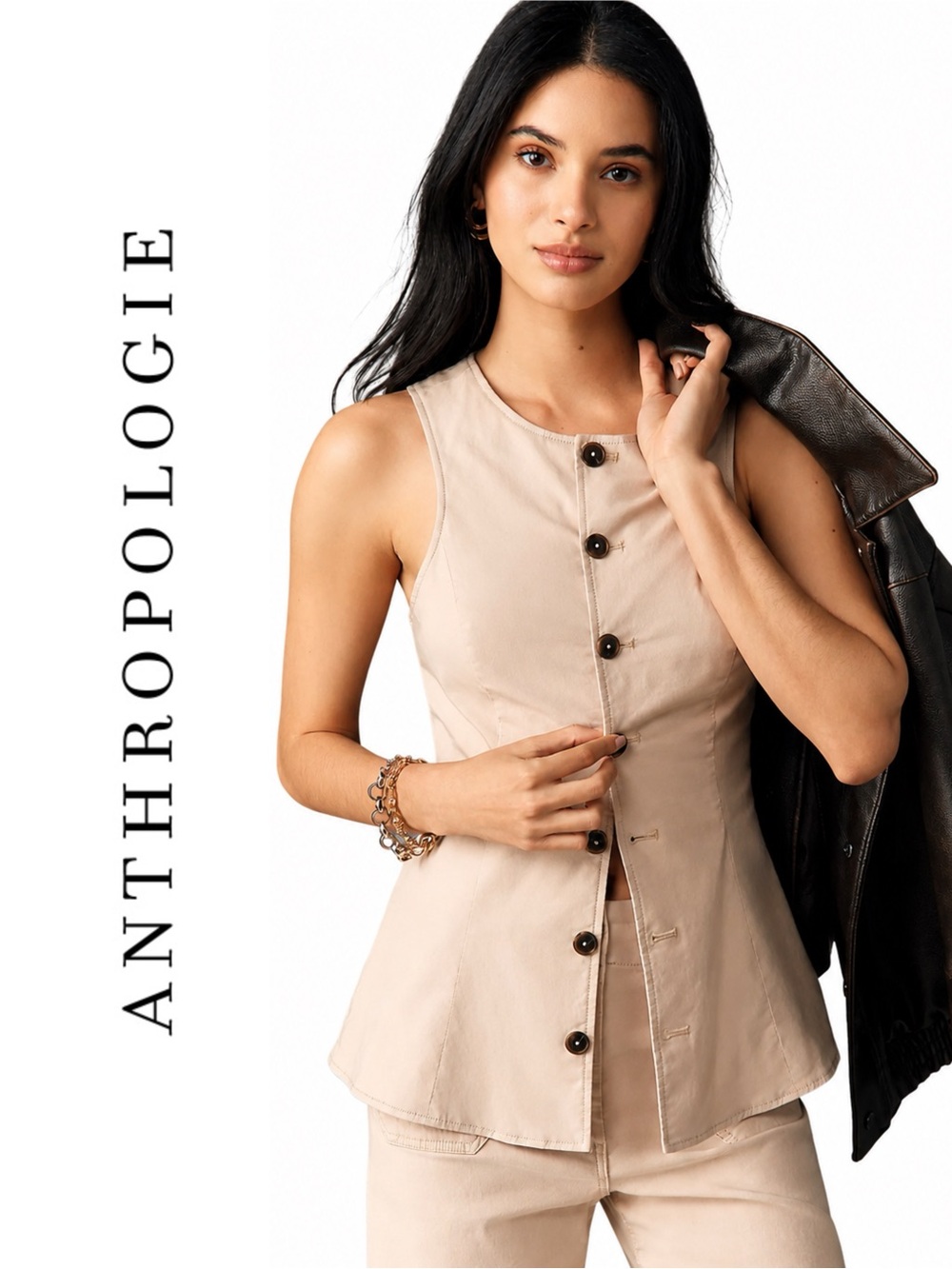 Anthropologie Maeve Cotton Blend Vest